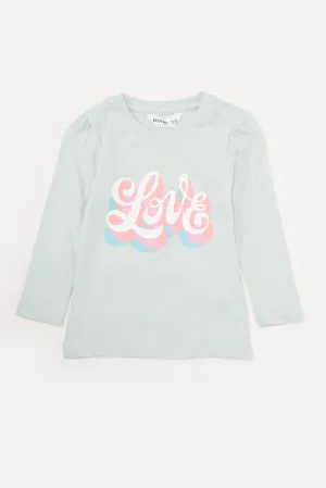 Infant Girls Mint Printed T-Shirt