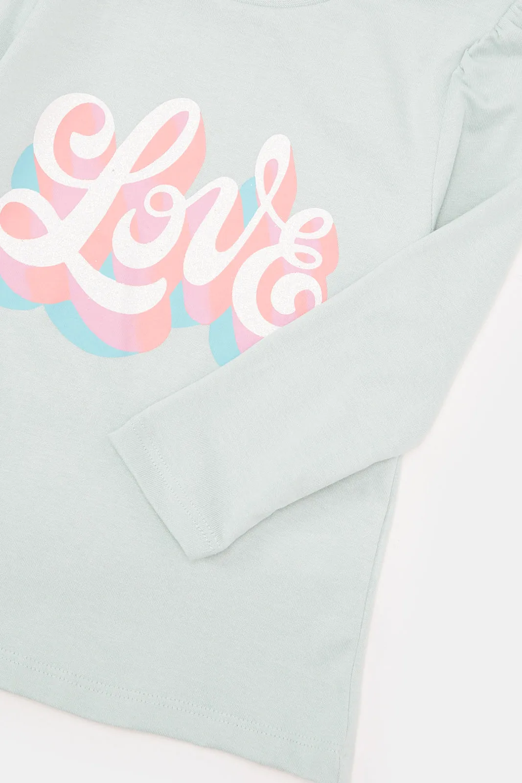 Infant Girls Mint Printed T-Shirt