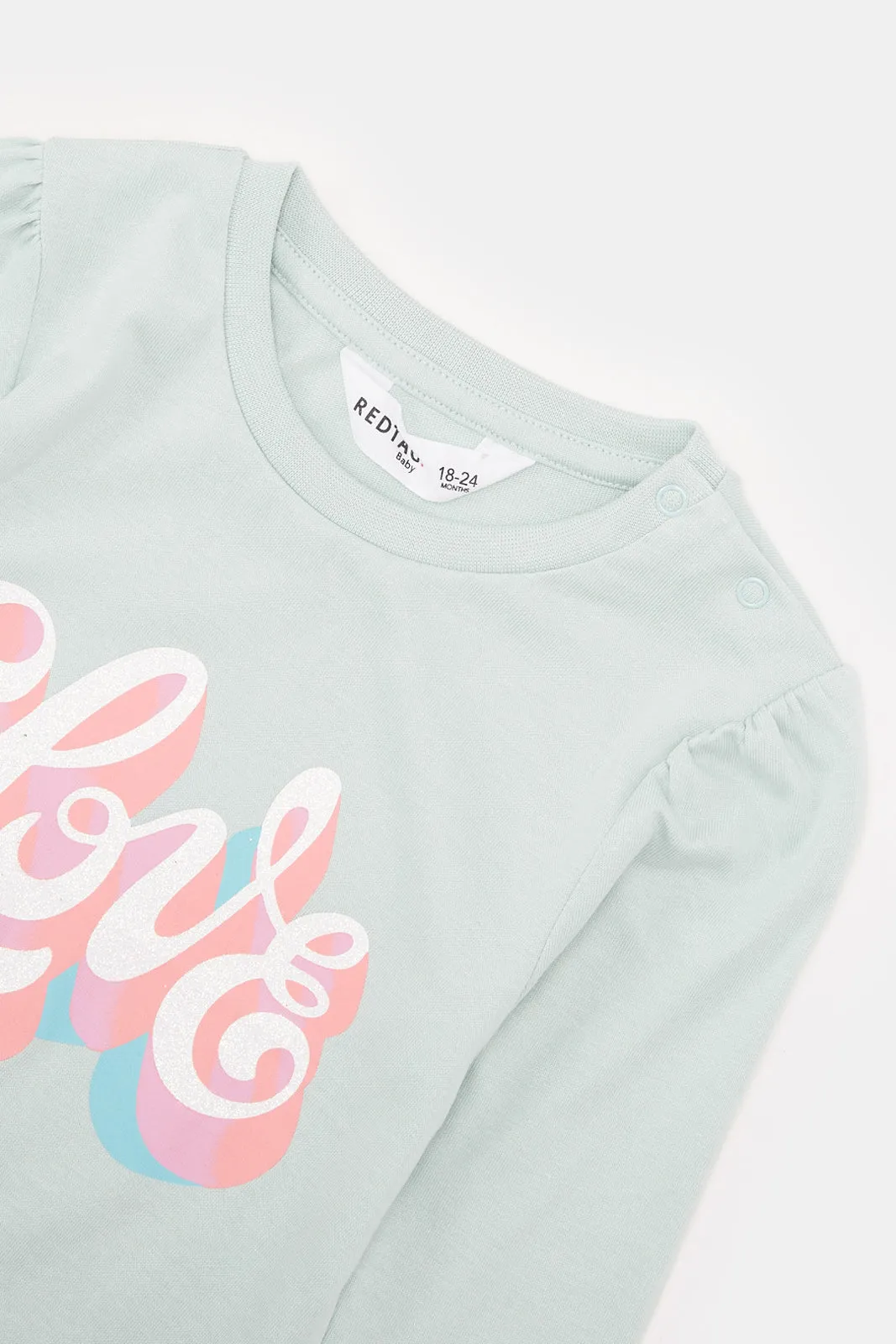 Infant Girls Mint Printed T-Shirt