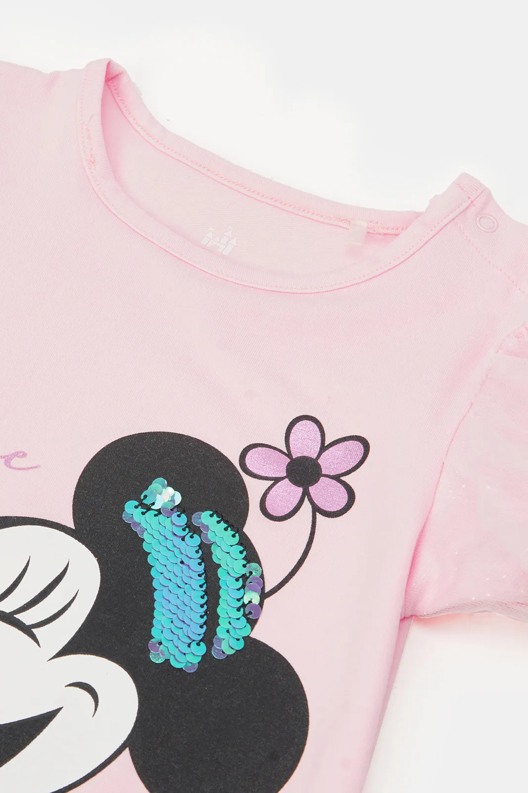 Infant Girls Pink Minnie Mouse Print T-Shirt