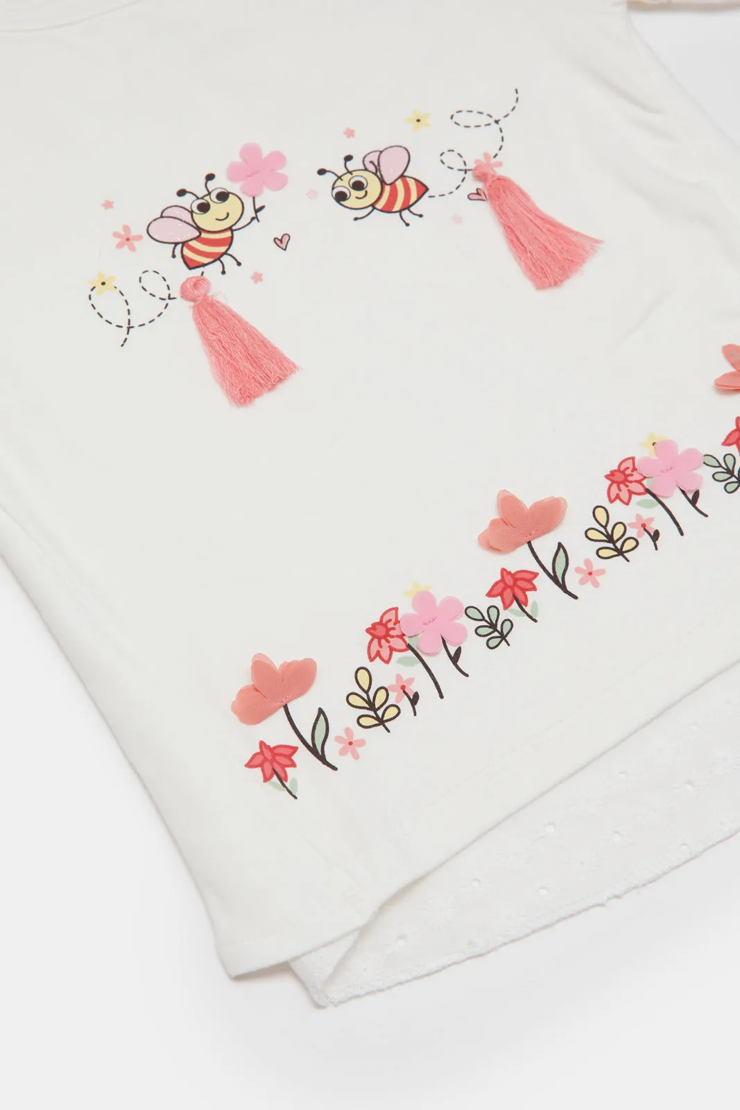 Infant Girls White Embellished T-Shirt