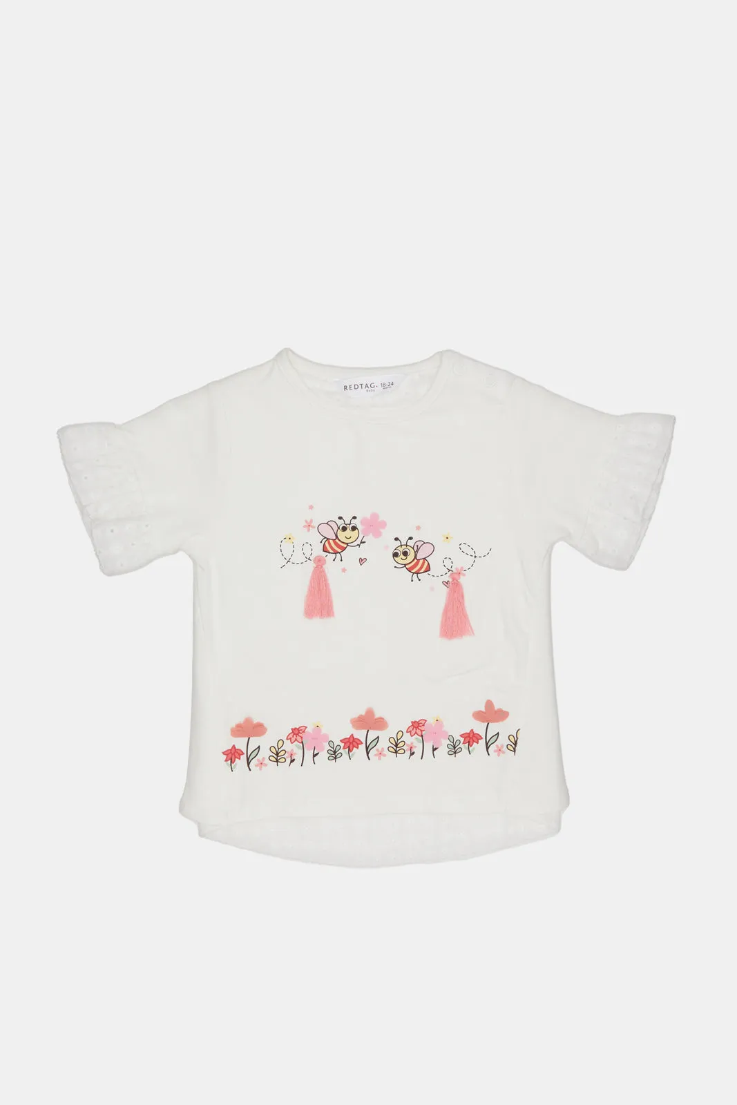 Infant Girls White Embellished T-Shirt
