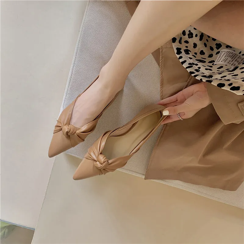 Judy Pointed Toe Nude Flats for Women