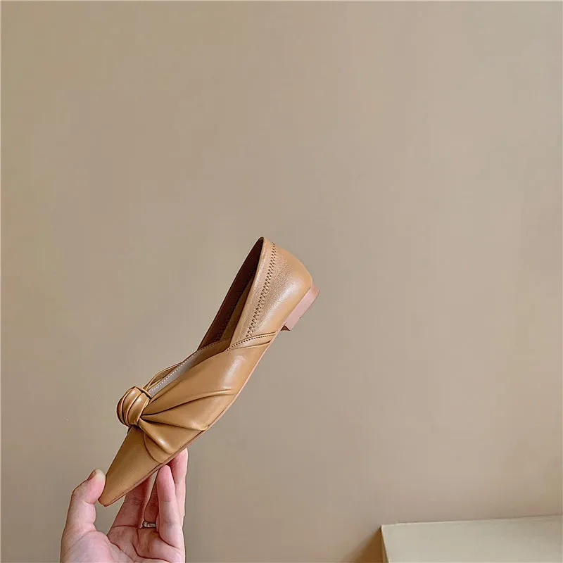 Judy Pointed Toe Nude Flats for Women