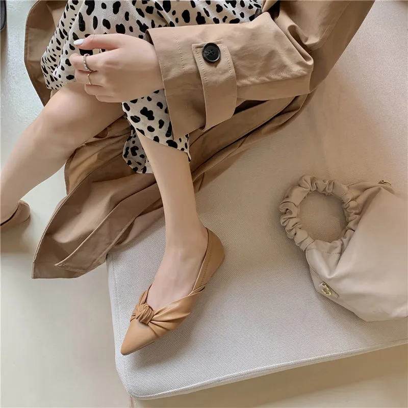 Judy Pointed Toe Nude Flats for Women