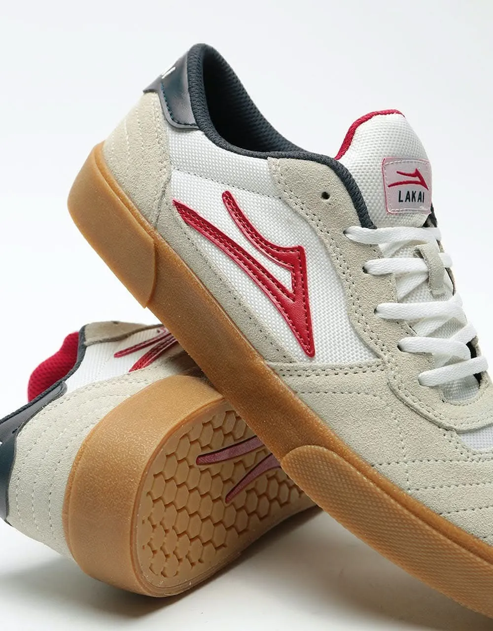 Lakai Cambridge Skate Shoes - White/Gum Suede