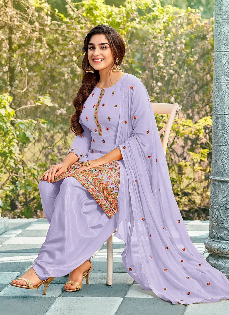 Lavender Sequence Embroidered Patiala Suit