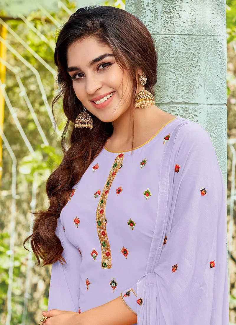 Lavender Sequence Embroidered Patiala Suit