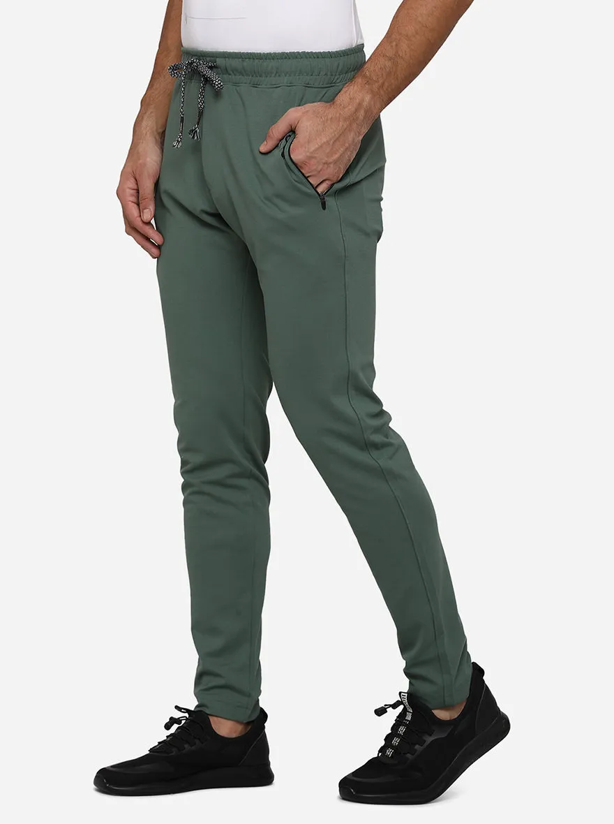 Light Green Solid Regular Fit Track Pant | JadeBlue