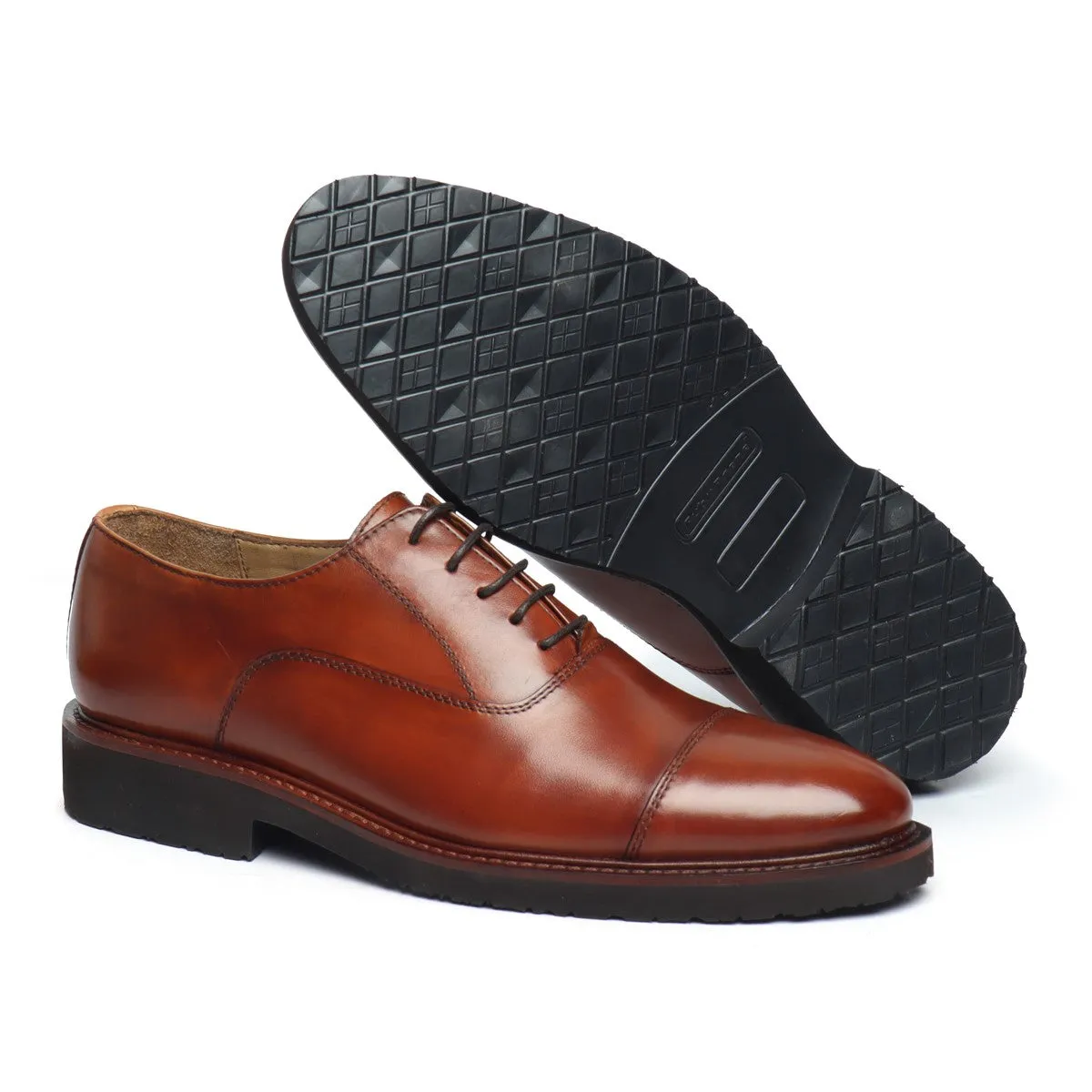 Light Weight Police Uniform Shoe in Cognac Genuine Leather