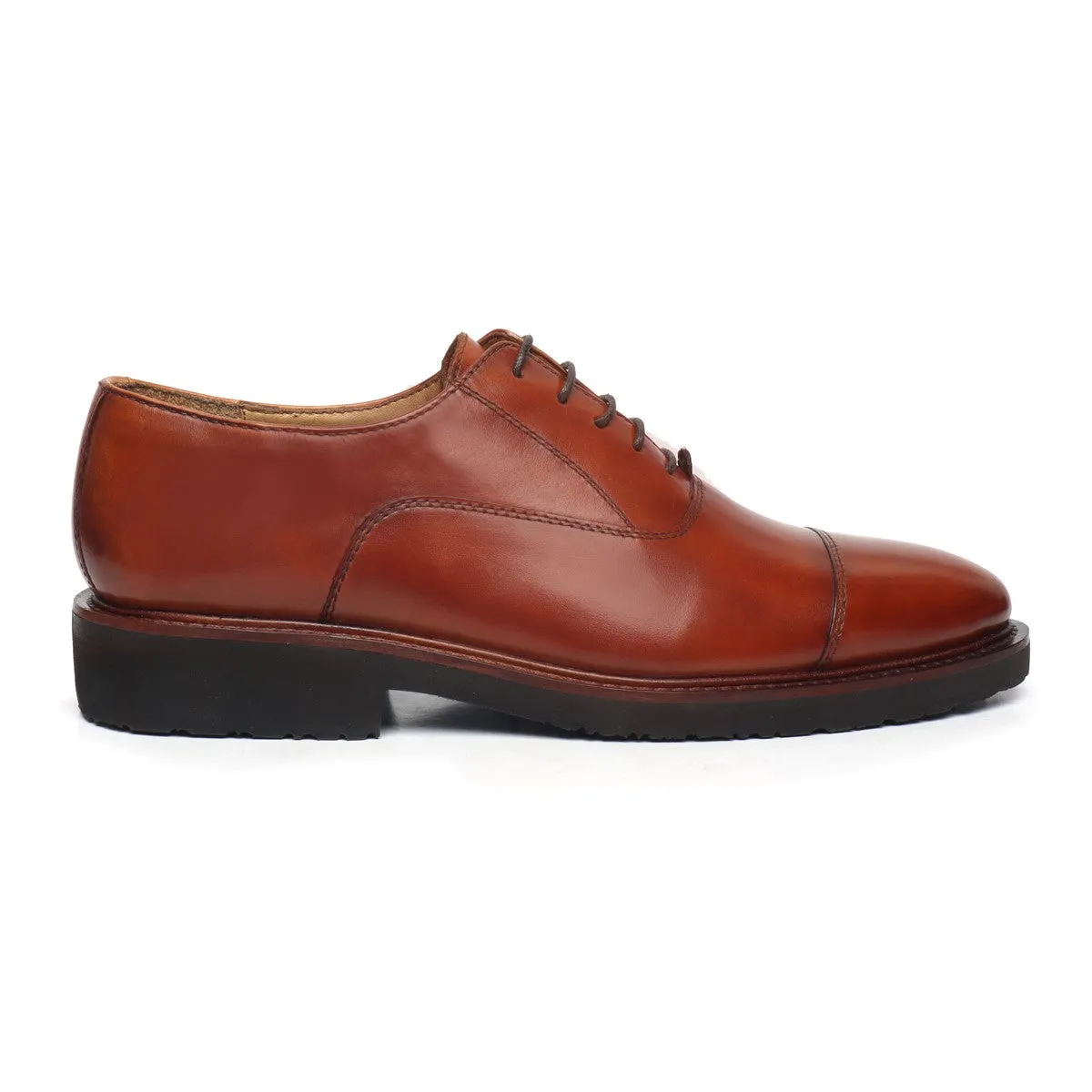Light Weight Police Uniform Shoe in Cognac Genuine Leather