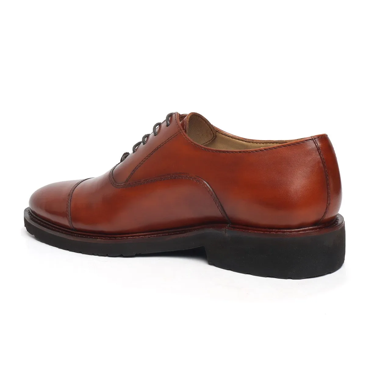 Light Weight Police Uniform Shoe in Cognac Genuine Leather
