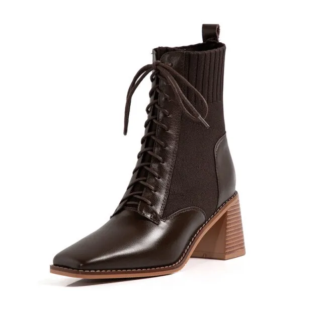Loana Women's Fashion Leather Black Boots