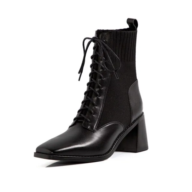 Loana Women's Fashion Leather Black Boots