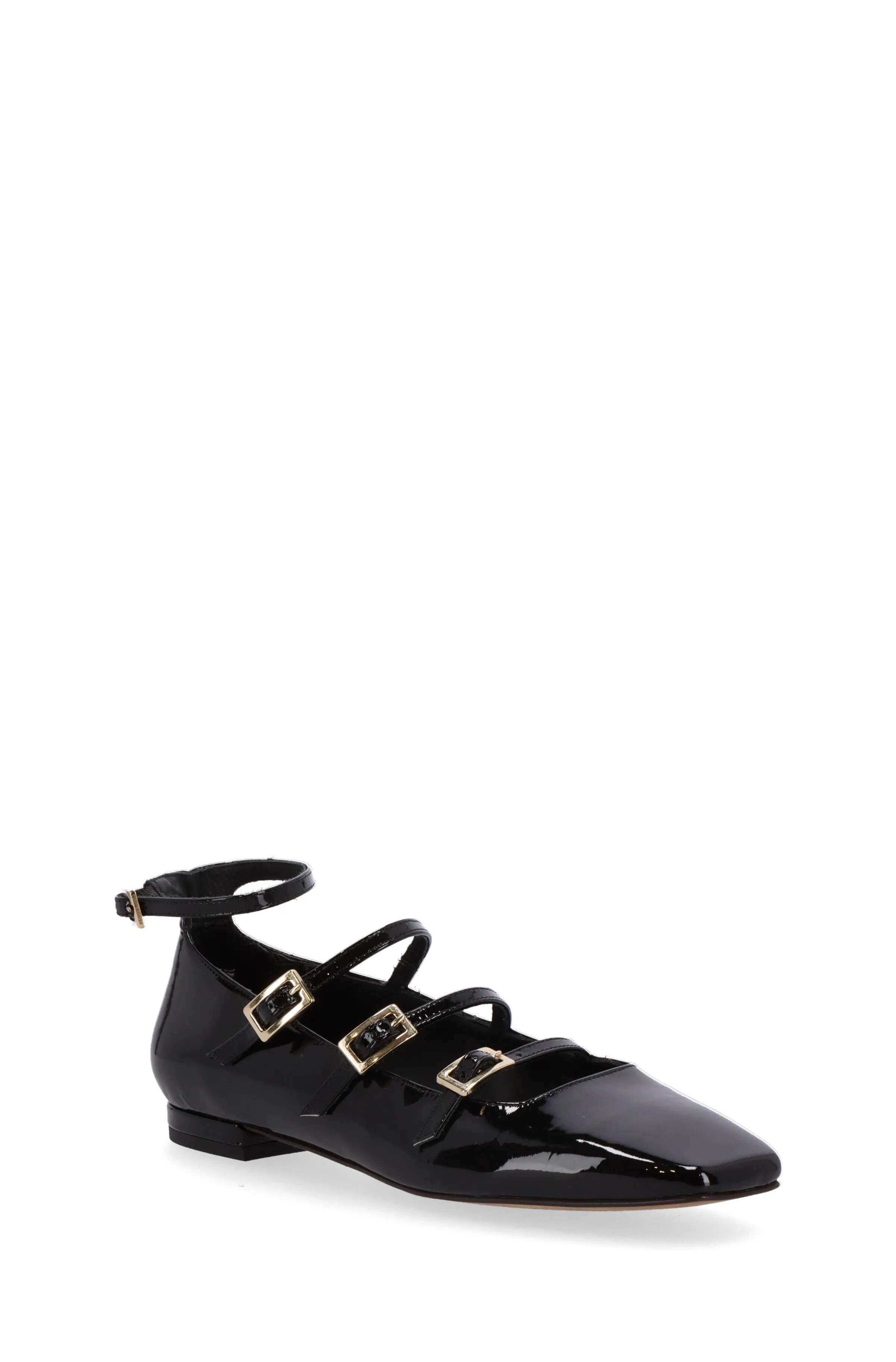 Luke Onix Black Leather Ballet Flats