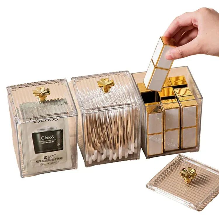 Makeup Cotton Pad Swabs Storage Holder Box Portable INS Multifunction Desk Tray with Lid Transparent Acrylic Cosmetic Container Crystal Jewelry Organizer Case