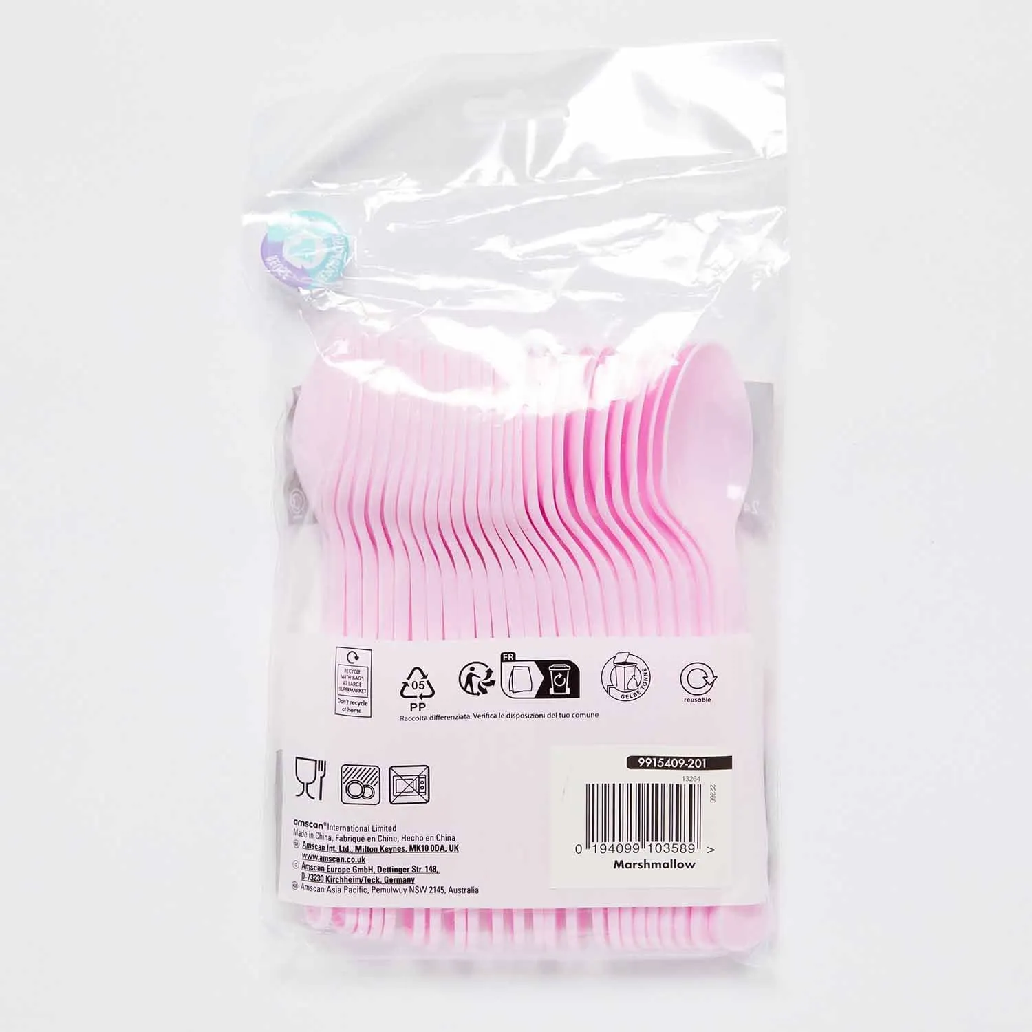 Marshmallow Pastel Pink Party Spoons (Pack of 24)