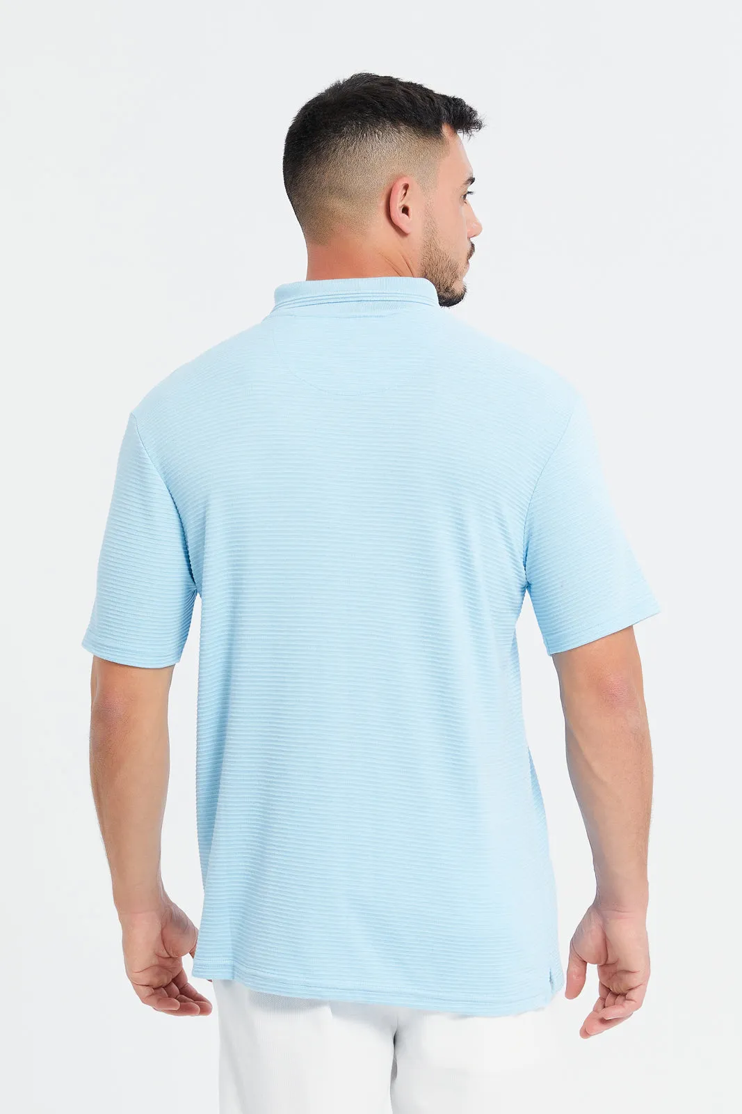 Men Blue Short Sleeved Polo Shirt