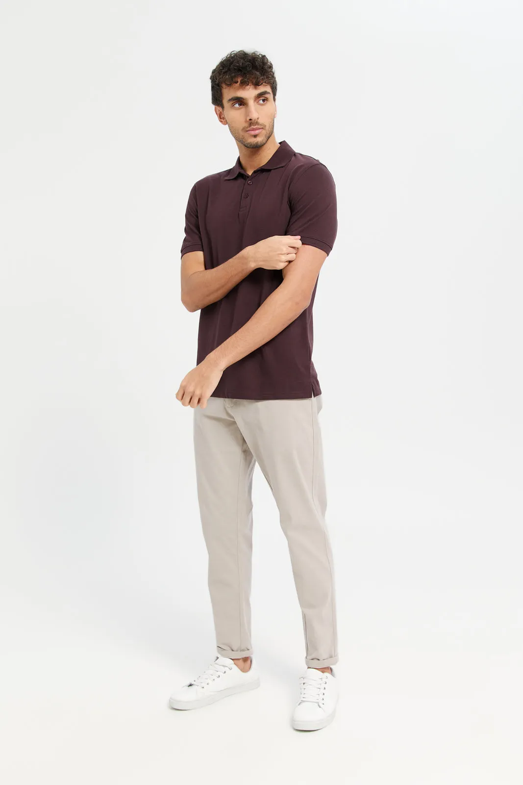 Men Burgundy Polo Shirt