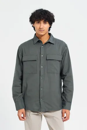 Men Charcoal Pockets Shirt