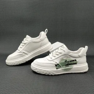 Men Fashio Print Leather Casual Flat Sneakers