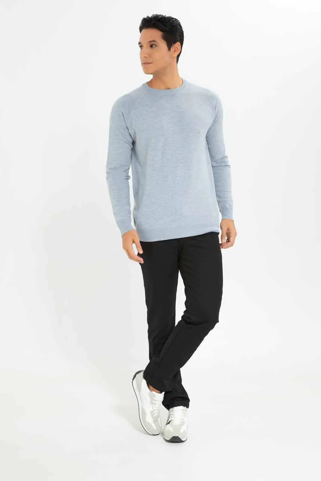 Men Grey Crew Neck Pullover