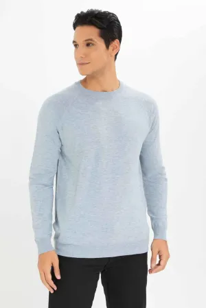 Men Grey Crew Neck Pullover
