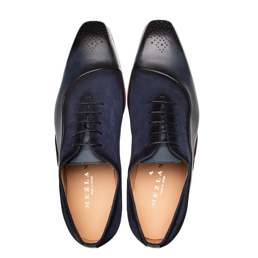 Mezlan Affari 21142 Men's Shoes Navy & Blue Suede / Calf-Skin Leather Brogue Oxfords (MZ3740)