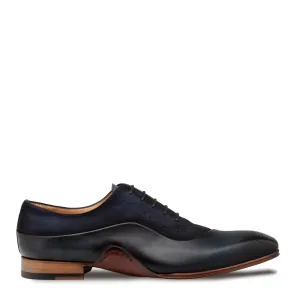 Mezlan Affari 21142 Men's Shoes Navy & Blue Suede / Calf-Skin Leather Brogue Oxfords (MZ3740)