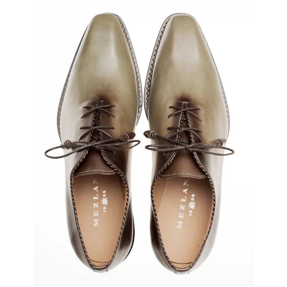 Mezlan Barbaro Olive/Mocha Calfskin Leather Two-Tone Whole-Cut Oxfords
