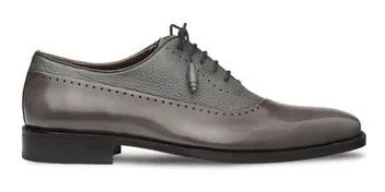 Mezlan Gray Men's Dress Lace Up Shoes Ostrich Calf Oxford Postdam