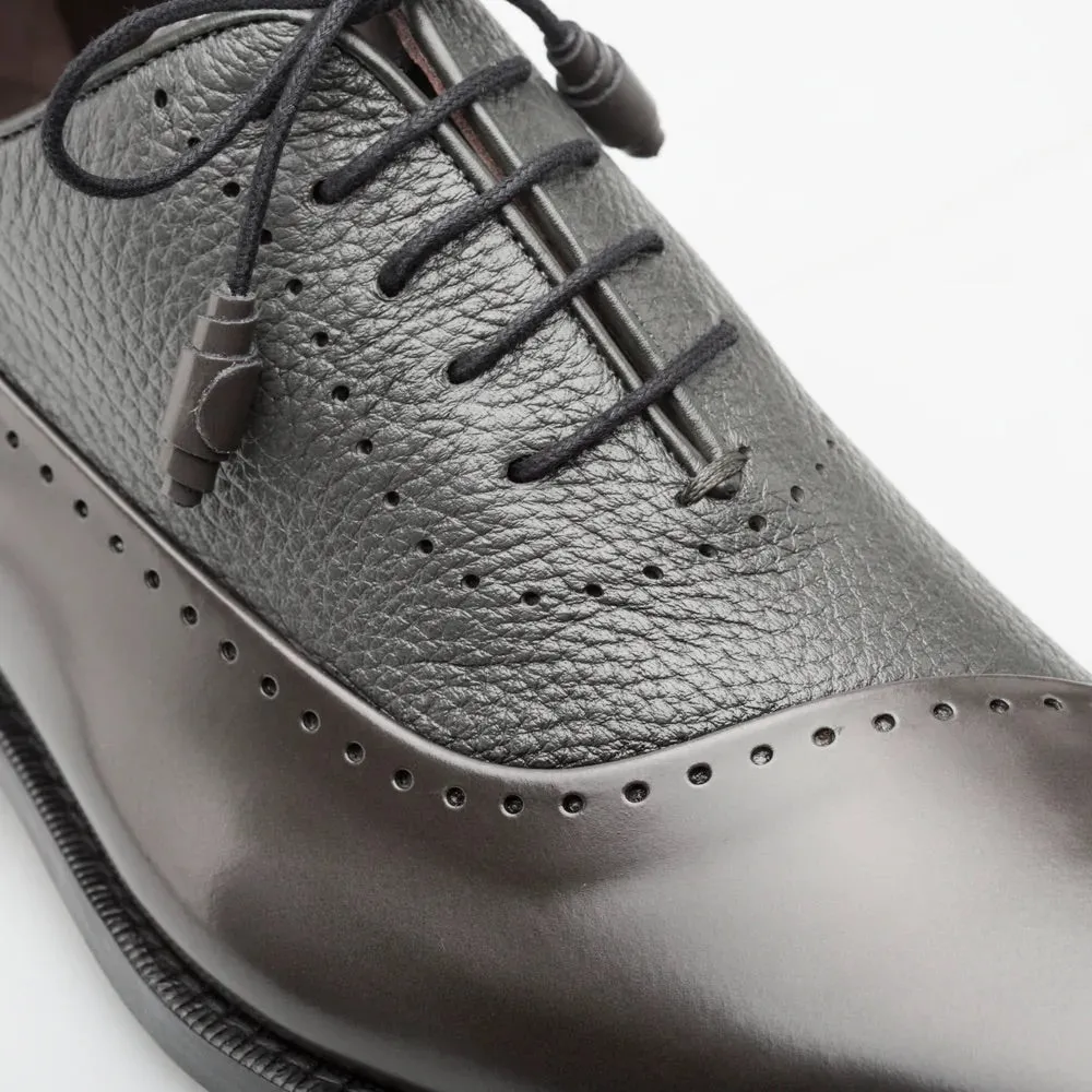 Mezlan Gray Men's Dress Lace Up Shoes Ostrich Calf Oxford Postdam