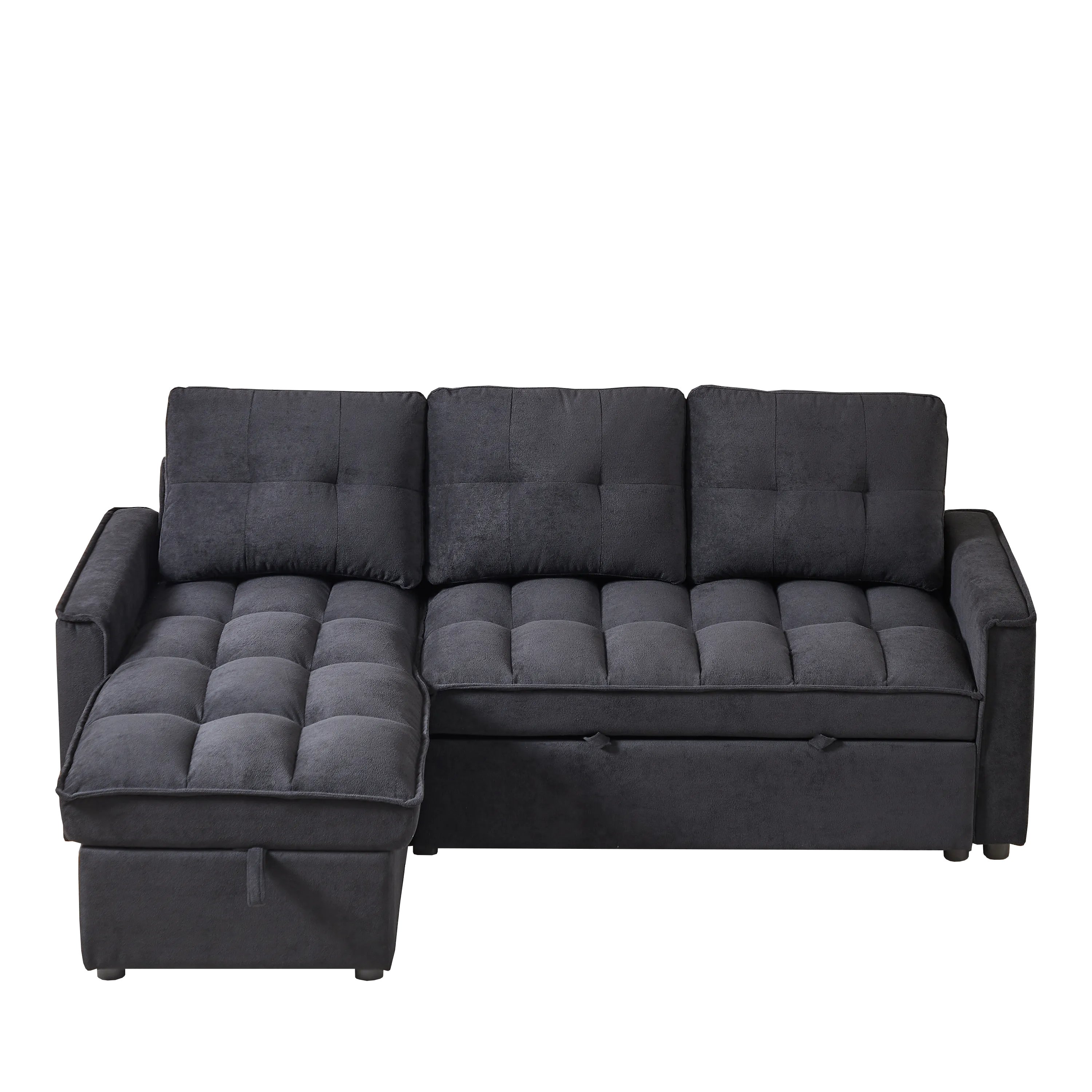 MH 78.75" Reclining Sofa, Pull-Out Sofa Bed with USB and tape-c charging ports, L-Shaped Sectional Sofa with Reclining Storage and Arm Side Organizer Pocket Features, Living Room Comfort Sofa