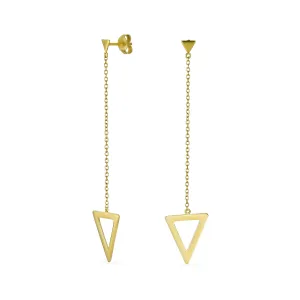 Minimalist Geometric Dangle Earrings 14K Gold Plated Sterling Silver Triangle Design