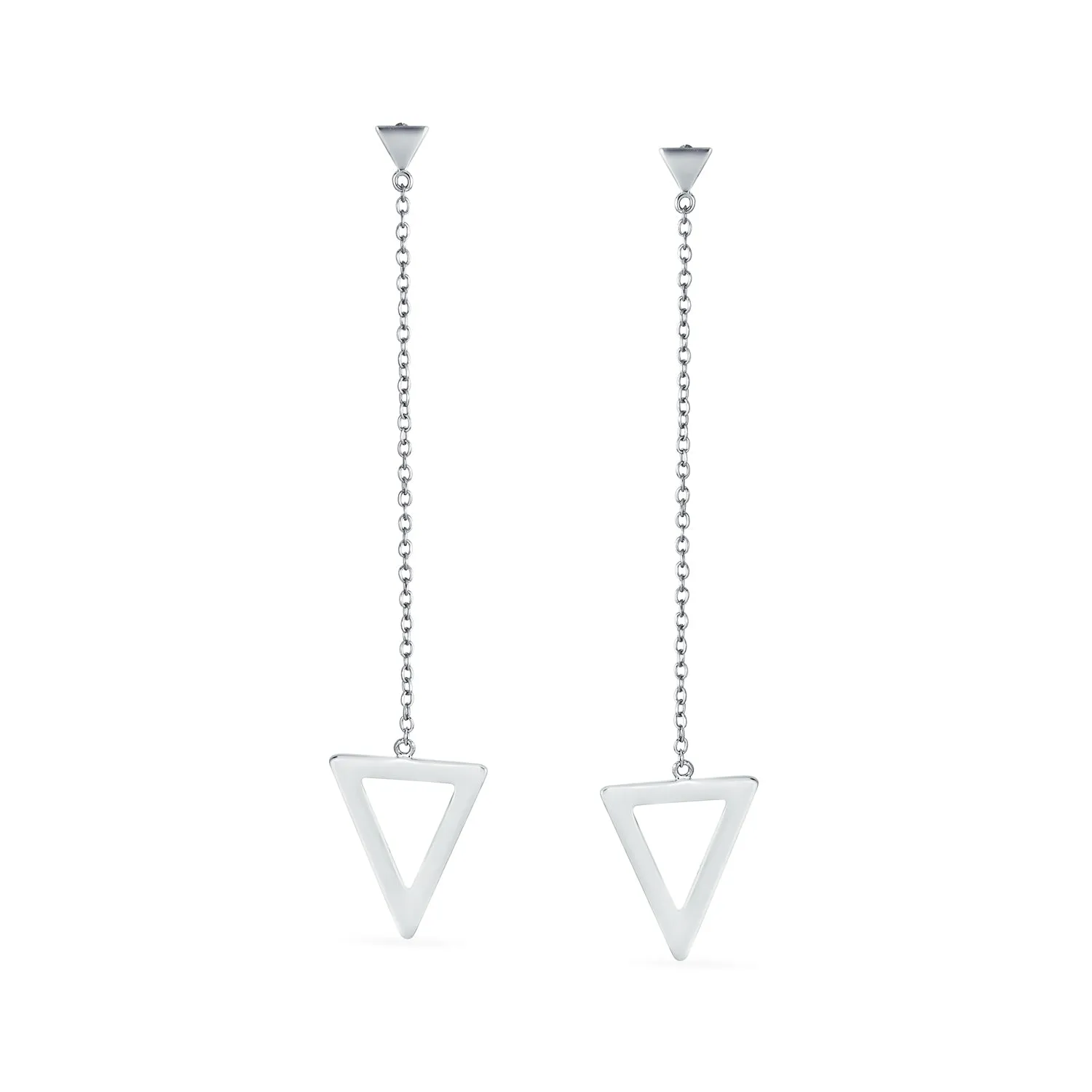 Minimalist Geometric Dangle Earrings 14K Gold Plated Sterling Silver Triangle Design