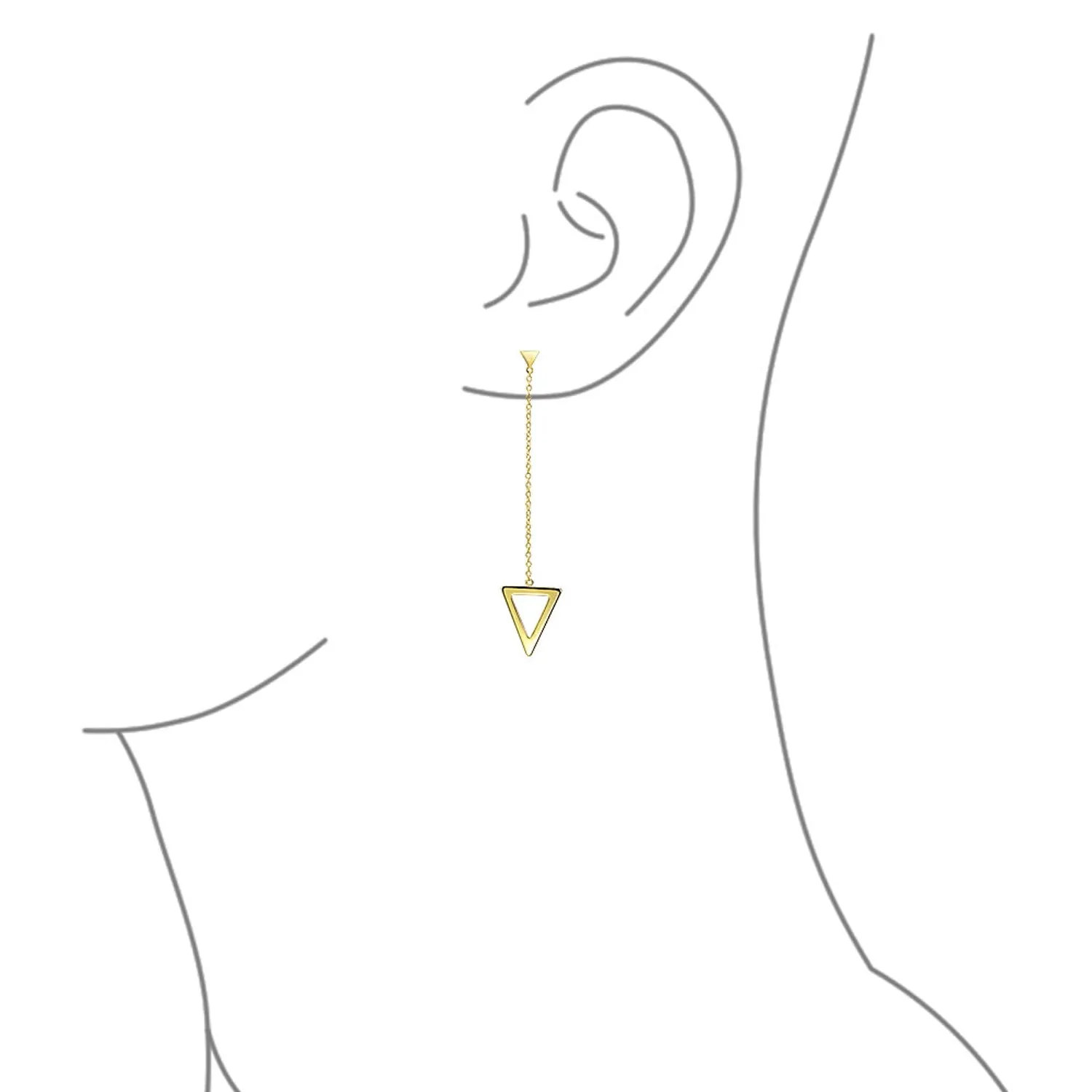 Minimalist Geometric Dangle Earrings 14K Gold Plated Sterling Silver Triangle Design