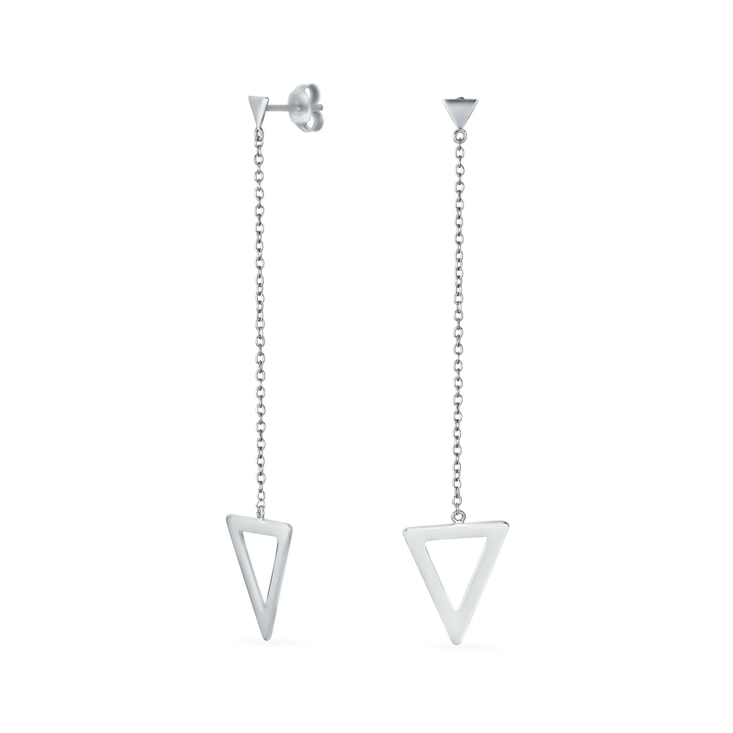 Minimalist Geometric Dangle Earrings 14K Gold Plated Sterling Silver Triangle Design