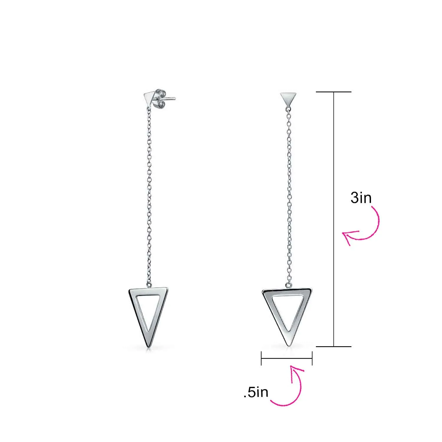 Minimalist Geometric Dangle Earrings 14K Gold Plated Sterling Silver Triangle Design