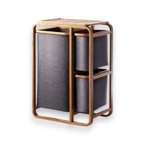 Natural Bamboo 2-Tier Multifunctional 2 1 Drawer Basket Rack