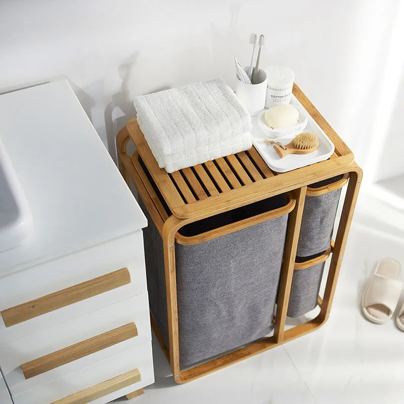 Natural Bamboo 2-Tier Multifunctional 2 1 Drawer Basket Rack