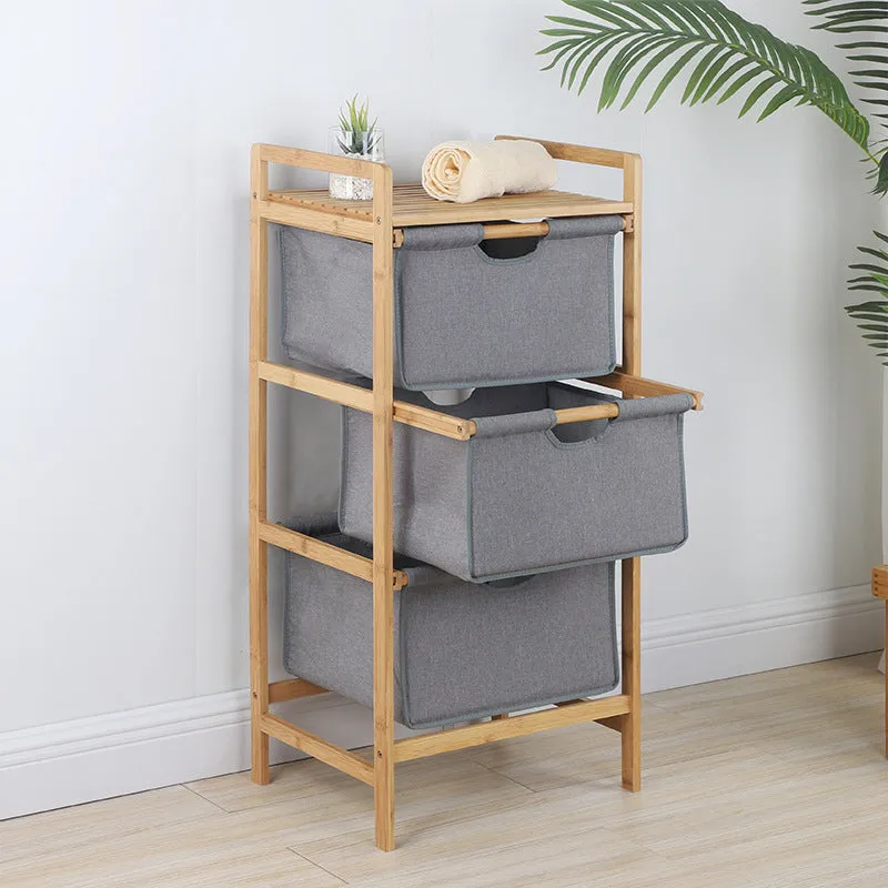 Natural Bamboo 3-Tier Multifunctional 3 Drawer Basket Rack