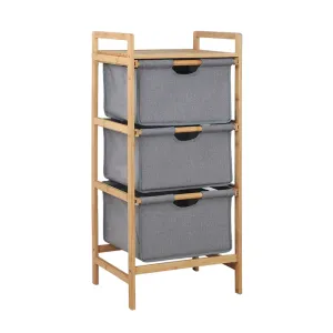 Natural Bamboo 3-Tier Multifunctional 3 Drawer Basket Rack