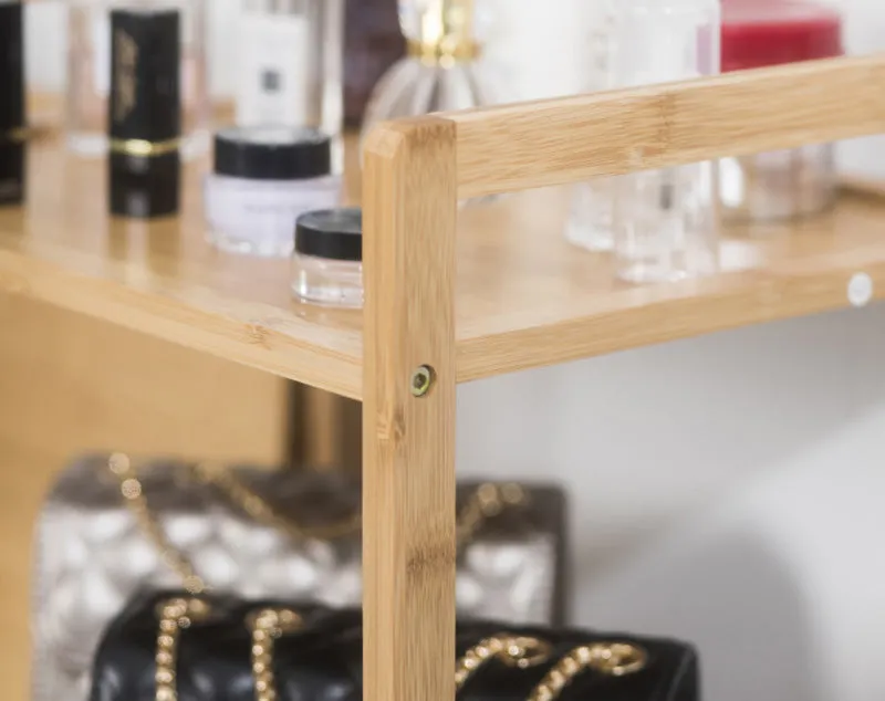 Natural Bamboo 3-Tier Multifunctional 3 Drawer Basket Rack