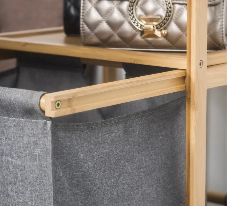 Natural Bamboo 3-Tier Multifunctional 3 Drawer Basket Rack