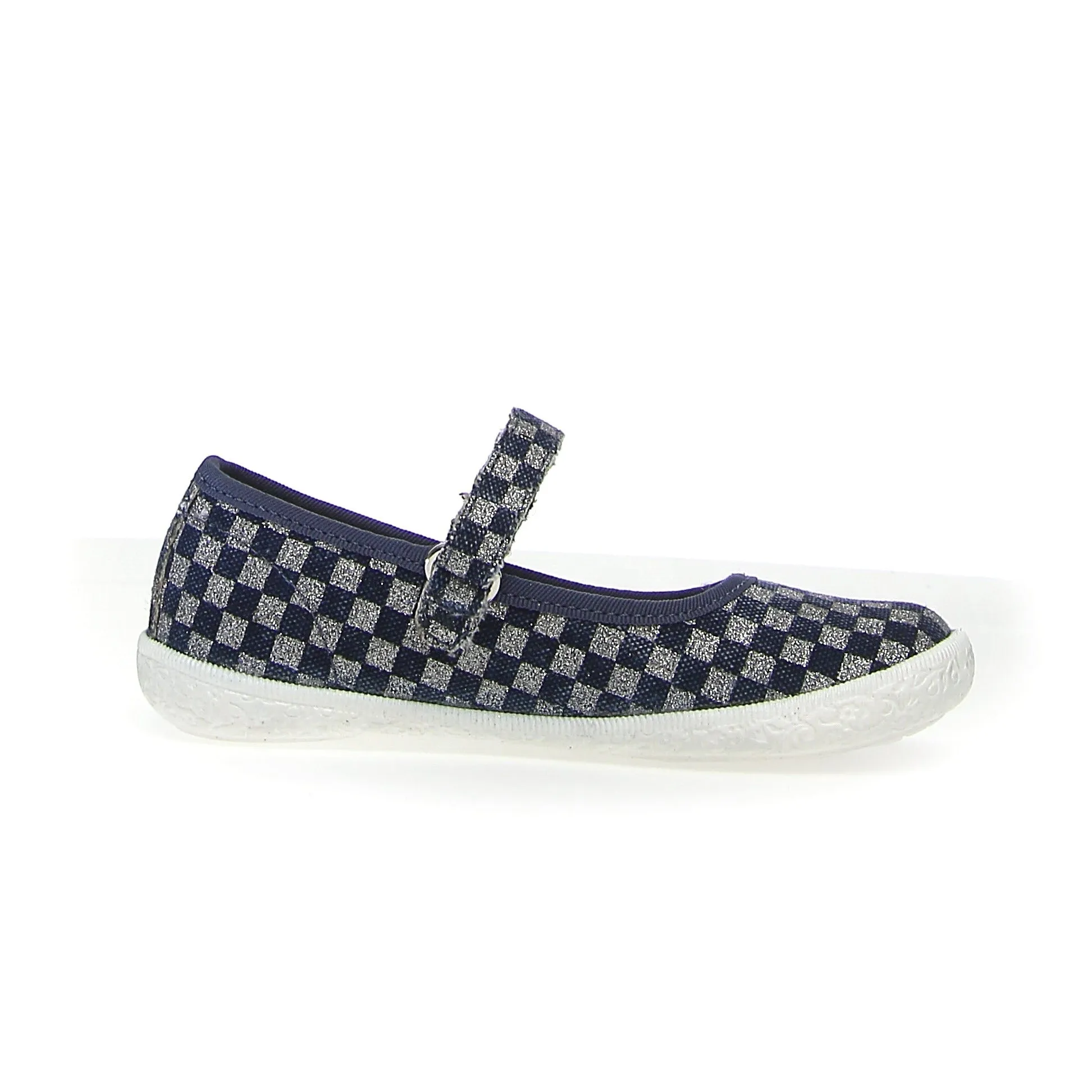 Naturino Girl's Pavia Delave Check Print Sneakers - Jeans/Silver