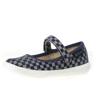 Naturino Girl's Pavia Delave Check Print Sneakers - Jeans/Silver