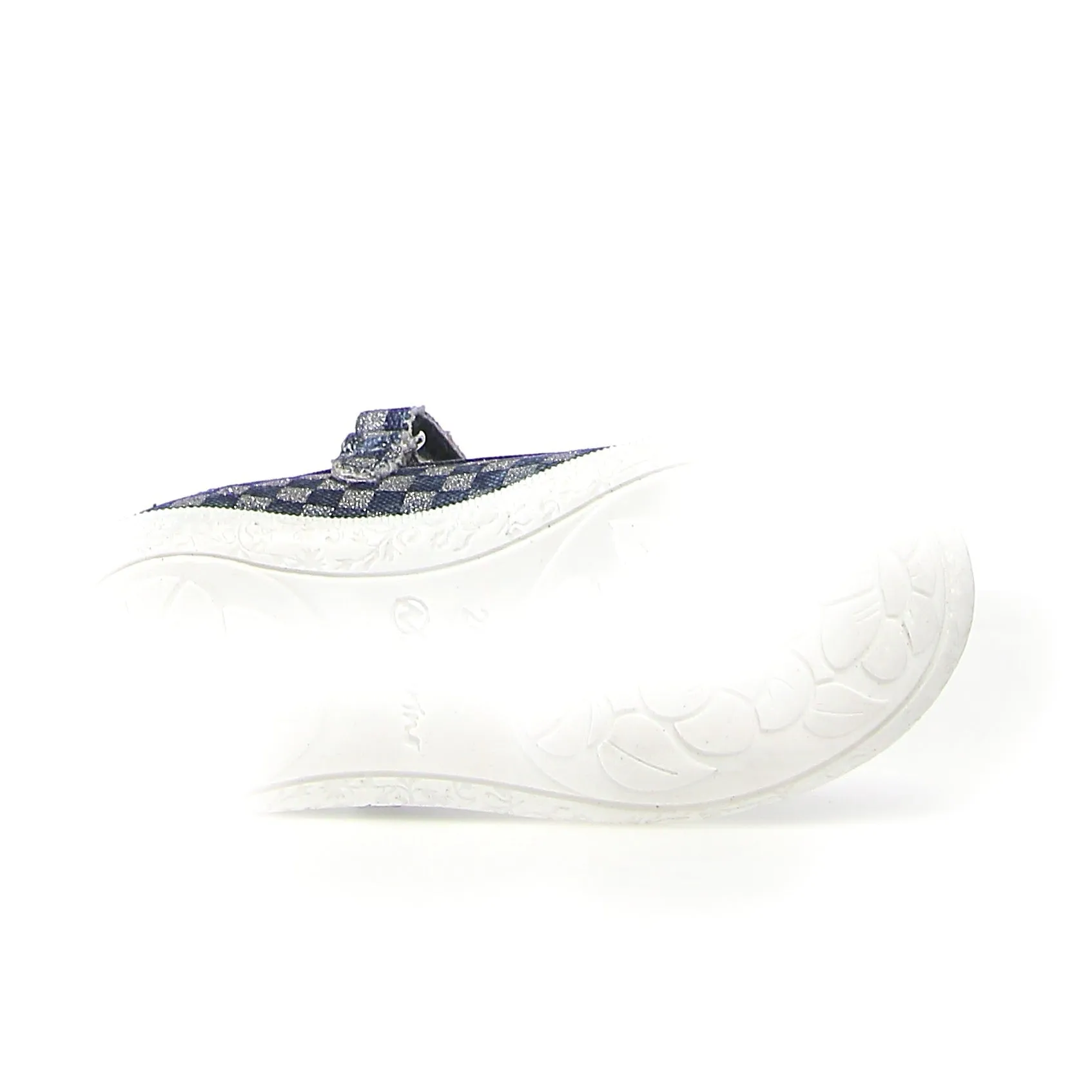 Naturino Girl's Pavia Delave Check Print Sneakers - Jeans/Silver