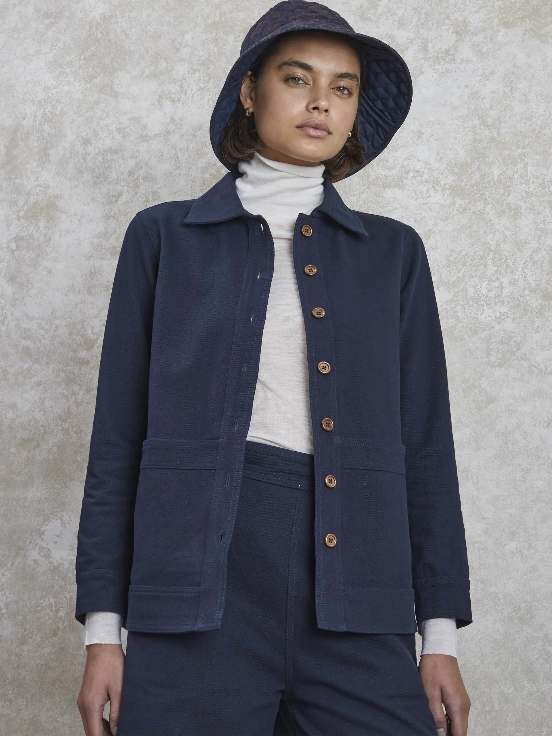 Navy Gemma drill jacket