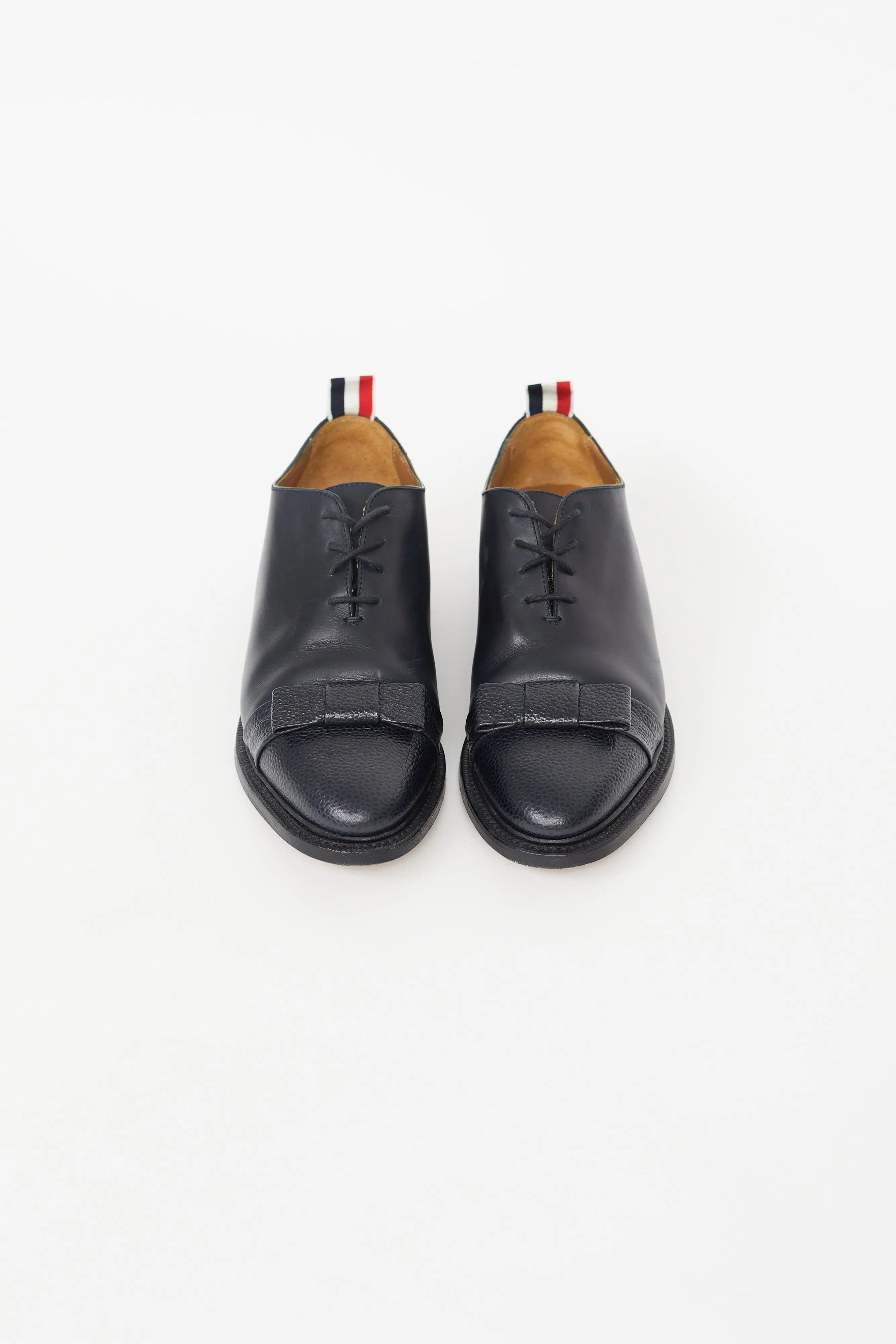 Navy Pebbled Bow Oxford