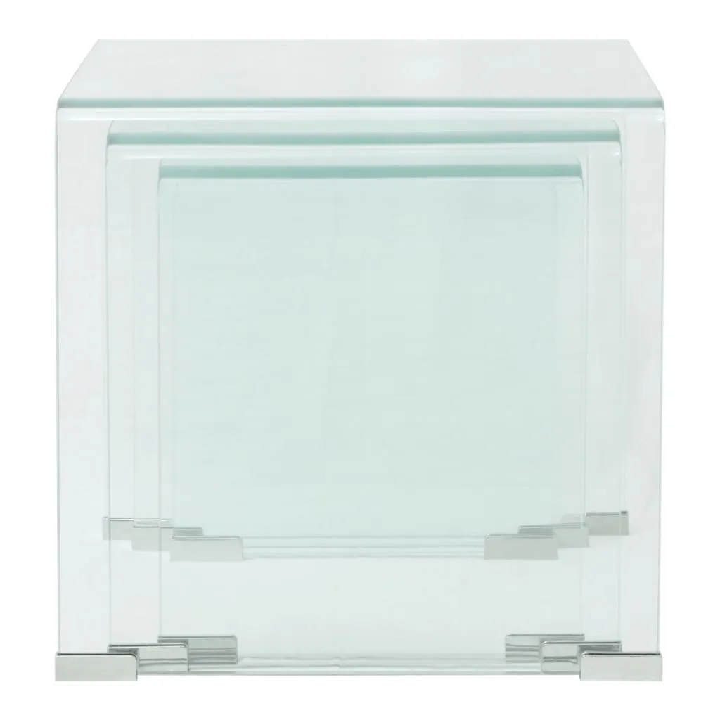 Nest of Tables Coffee Table Living Room End Table Tempered Glass Clear